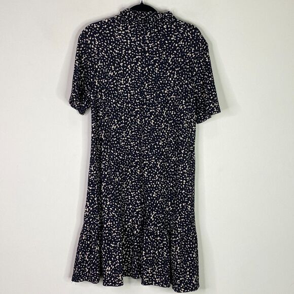 Zara Ruffle Mock Neck Spotted Short Sleeve Whimsy Goth Dress Women's Size Small - Picture 6 of 7